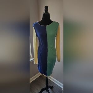 SHEIN Colorblock Dress - Blue, Green, Yellow